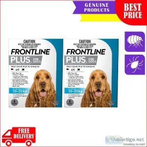 FRONTLINE PLUS Flea and Tick Control 12 Pipettes for Dogs 10 to 