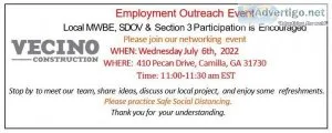 Vecino Construction &ndash Employment Outreach Event &ndash July