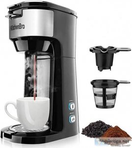 KitchenBro Single Serve Coffee Maker for K Cup Pods Ground Coffe