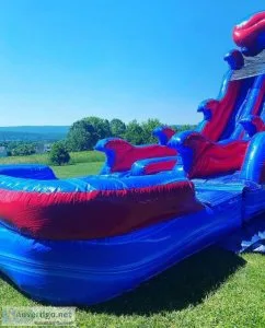 children waterslide and bouncehouse