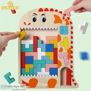 Woodmam New Puzzles Magic Tangram Colorful Wooden Educational Ga