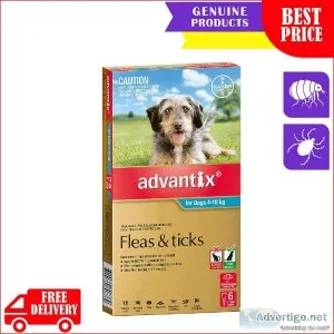 ADVANTIX for Dogs 4 to 10 Kg Aqua Pack 6 Pipettes Flea Tick Prev