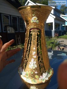 Very rare Moser bohemian 14 kt gold vase
