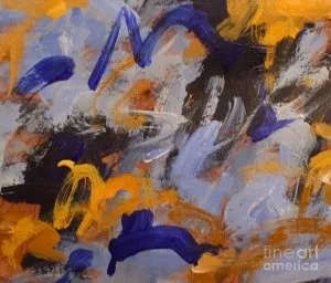 Abstract Expressionist Art &quotBlue and Gold Dancing&quot