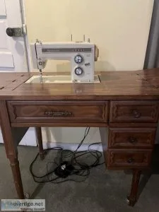 1970s sewing machine with cabinet