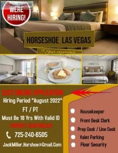 Hiring Front Desk Clerks Valet Attendants Security Cooks Houseke