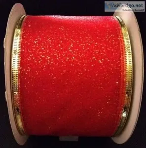 Ribbon Bowtique red with gold trim ribbon (one spool -- 10 yards