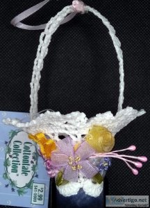 Five Crocheted Basket Ornaments