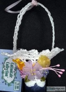 Five Crocheted Basket Ornaments