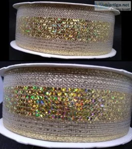 One unused gold Holiday Time 15  gift wrapping ribbon spool