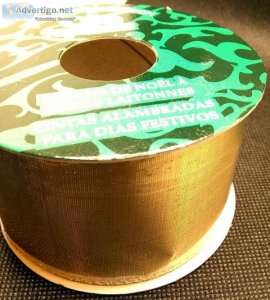 35 spools of Offray wired Gold Ribbon (2" wide by 9  per spo