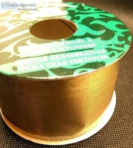 35 spools of Offray wired Gold Ribbon (2&quot wide by 9  per spo
