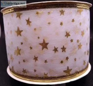 One spool of Ribbon Bowtique Gold Stars Ribbon (6yd by 2 12&quot