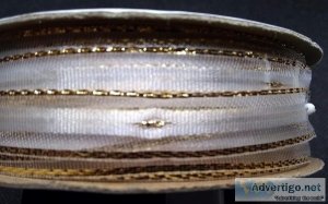 White with Gold edge ribbon (7 feet 6 inches long by 38" wid