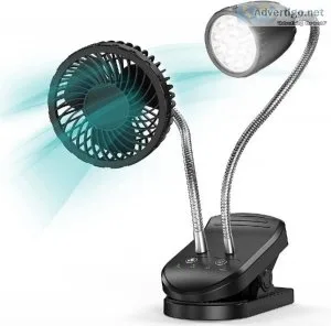 Panergy Clip Fan with LED Light 4000mAh Rechargeable Battery Pow