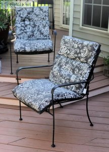 Four Patio Table High Back Arm Chairs with Cushions