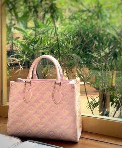 New 2022 Louis Vuitton ONTHEGO PM Stardust Pink Yellow Tote Hand