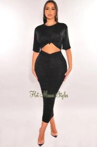 Shop Black Short Sleeve Cut Out Maxi Dress &ndash Hot Miami Styl