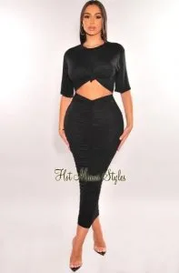 Shop Black Short Sleeve Cut Out Maxi Dress &ndash Hot Miami Styl