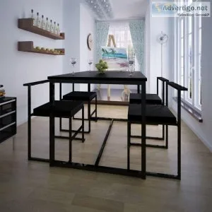 5 Piece Dining Table and Chair Set Black