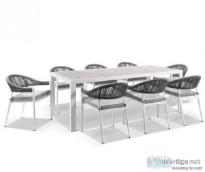 Buy Aluminium And Ceramic Table With Rope Chair Online