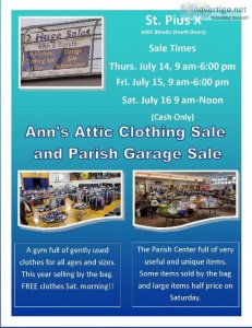 St. Pius X Ann s Attic Clothing Sale and Parish Garage Sale