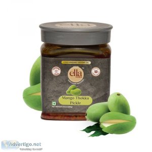 Ella foods | 50% low salt mango thokku - grated raw mango pickle