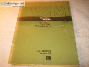 Operator&rsquos Manual John Deere 66 and 68 Riding Mowers OM-M80