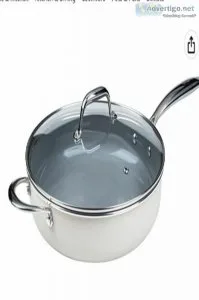 Goodful Ceramic Nonstick Deep Saute Pan with Lid Dishwasher Safe