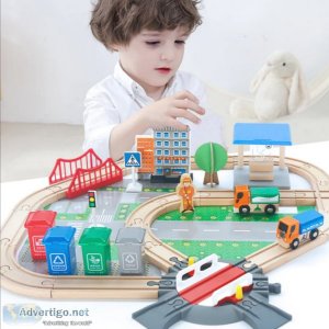 139Pcs Urban Traffic Track Car Train Shop Amusement Park Childre