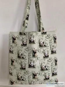 Panda Natural Habitat Cotton Handmade Tote