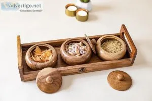 Wooden bowls serving set with best quality | chinkara design