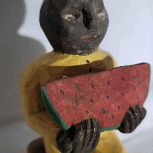 Antique carved wood 1800 s Early Black Americana Boy Southern Ar