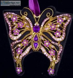 Jeweled Metallic Butterfly Ornament