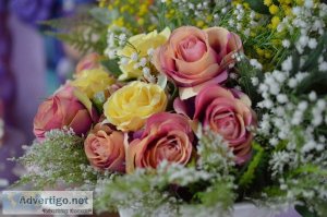 Artificial flower arrangements to decorate marriage party