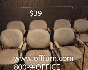 Seven Green Sled Base Chairs
