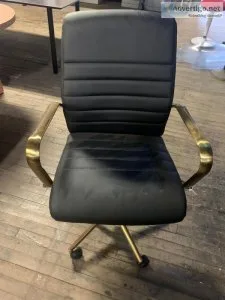 NEW FL22991G Black Faux Leather Swivel Chair
