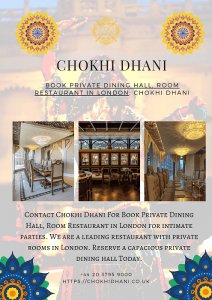 Book private dining hall,room restaurant in london:chokhi dhan