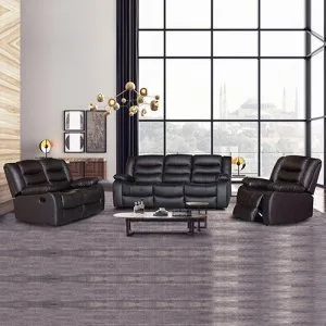 321 Seater Recliner Sofa In Faux Leather Lounge Couch in Brown