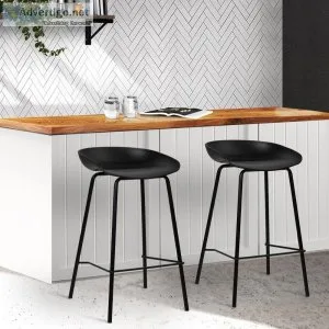 Artiss Set of 2 Metal Bar Stools &ndash Black