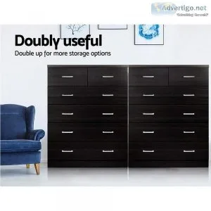Artiss Tallboy 6 Drawers Storage Cabinet &ndash Walnut