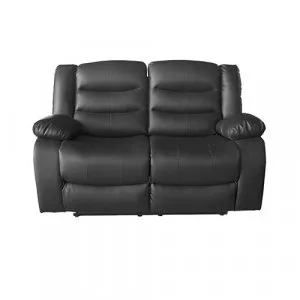 2 Seater Recliner Sofa In Faux Leather Lounge Couch In Black