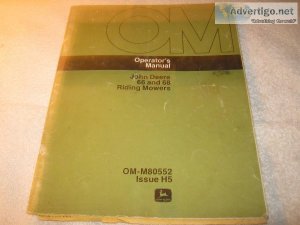 Operator&rsquos Manual John Deere 66 and 68 Riding Mowers OM-M80