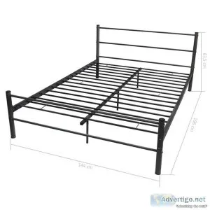 Bed Frame Black Metal Double Size