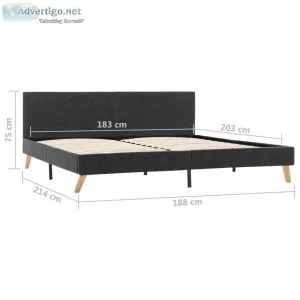 Bed Frame Grey Fabric 183x203 Cm