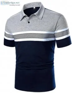 Men Striped Half Button Multi Colourful Polo Shirt for Cheap Pri