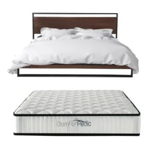 Azure Wood Bed Frame With Comforpedic Mattress Package Deal Bedr