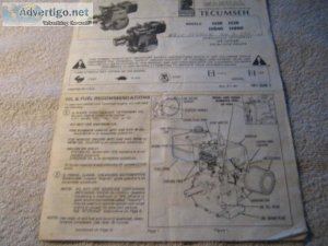 OWNER&rsquoS  MANUAL and Operating Instructions for TECUMSEH&hel