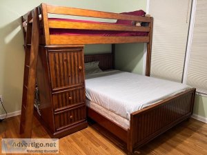 Bunk bed with book shelf and cabinet WITHOUT mattresses and box 
