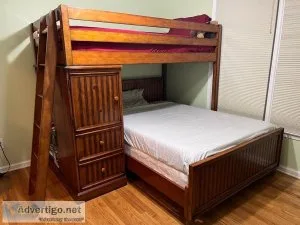 Bunk bed with book shelf and cabinet WITHOUT mattresses and box 
